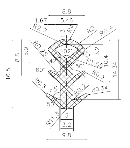10900180KG - резиновые профили - Крышка и Т-образные профили
